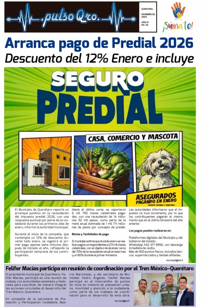 Arranca el pago del Predial 2026 en Querétaro - Ene 3 2026